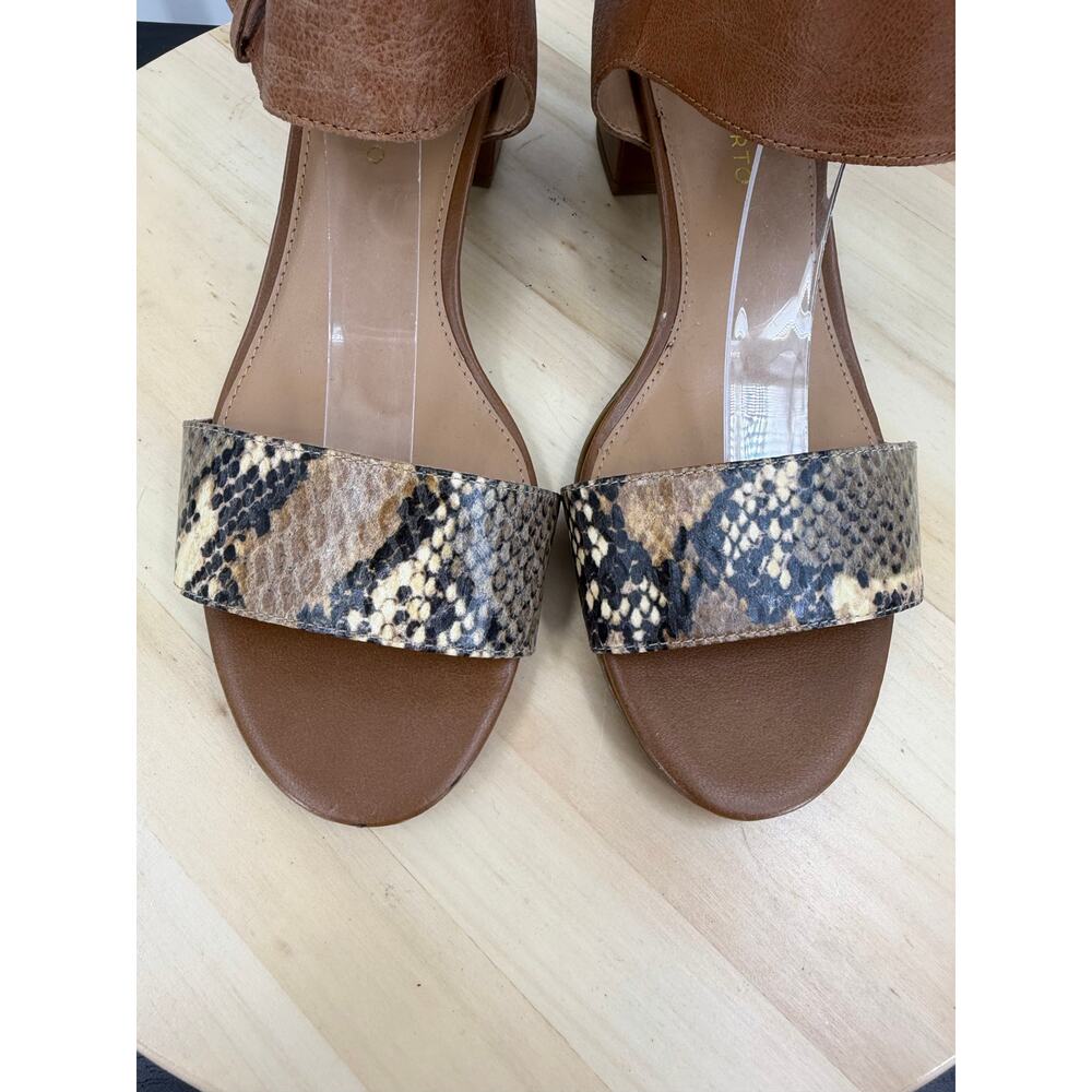 Franco Sarto Womens Block Heel Sandals Size 9.5 Snake Brown Leather Casual - Picture 4 of 10
